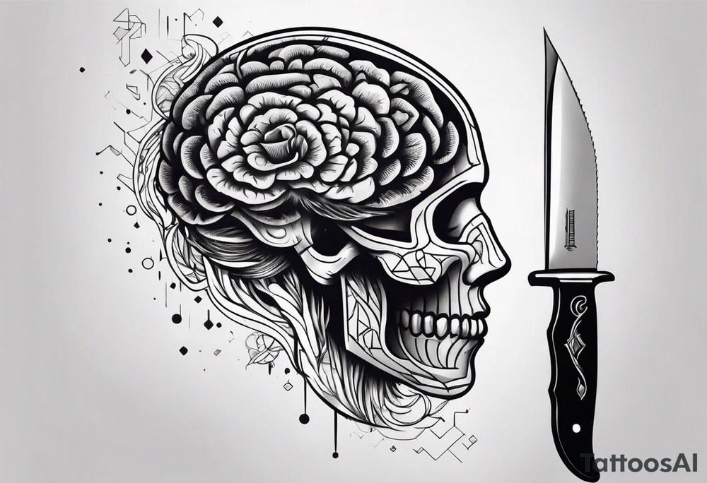 Knife going through brain tattoo idea