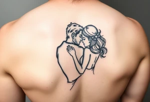 sketch style of lovers embracing, showing intimacy and a love deeper than words tattoo idea