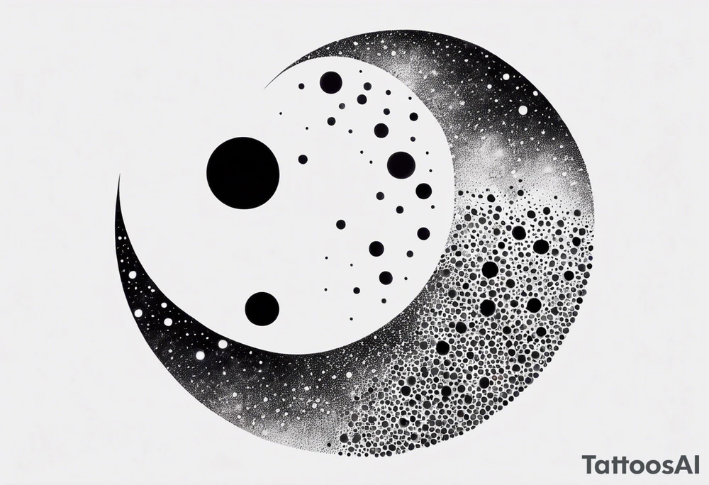 moon and galaxy, white background, simple tattoo idea