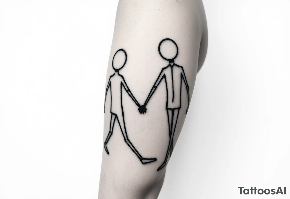 stick figures walking holding hands tattoo idea