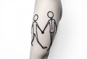 stick figures walking holding hands tattoo idea