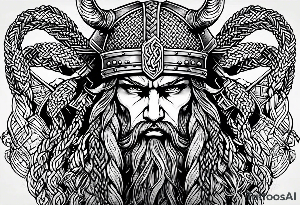 Viking with 6 braids tattoo idea