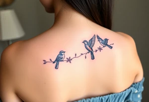 Mom bird and three birds tattoo idea