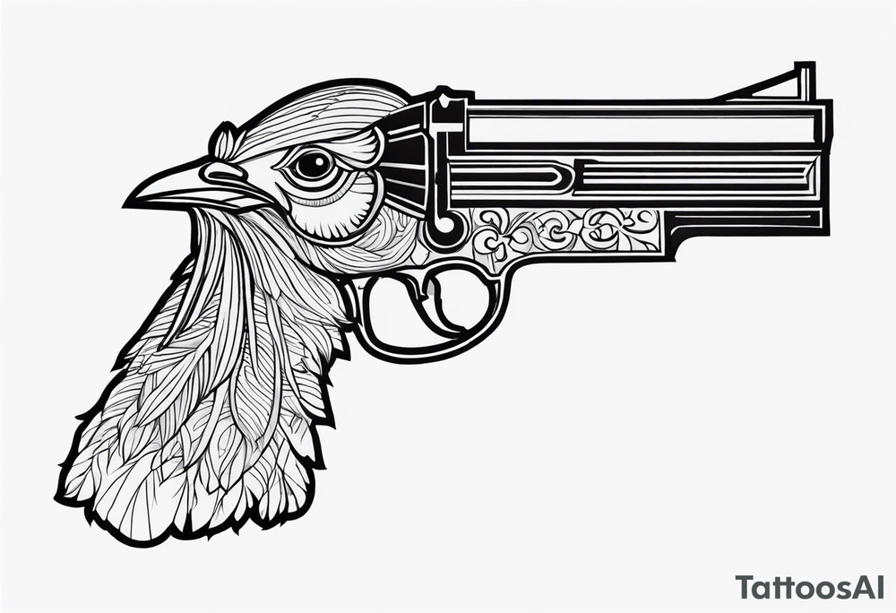 rooster shooting a gun tattoo idea