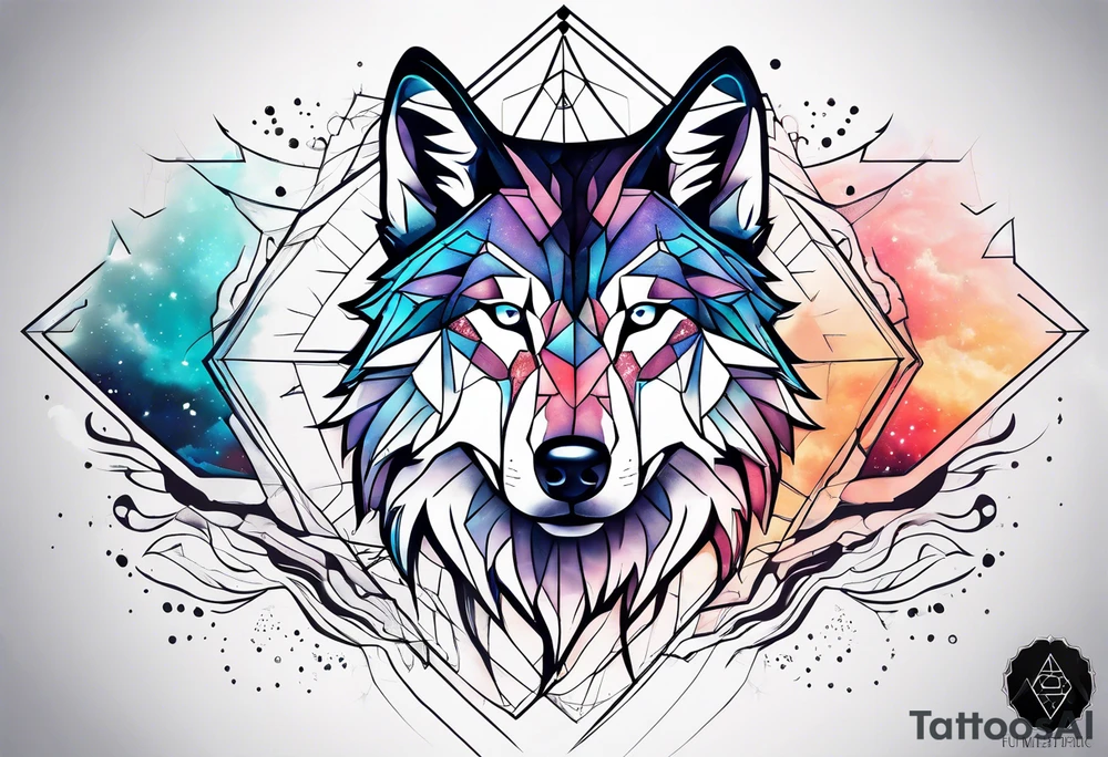 Constellation, animal wolf snow , géométric tattoo idea