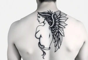 make a tatto of a female angel without clothes please. tattoo idea