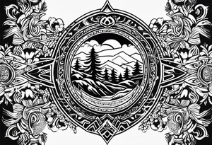 Mexican American inspired that incorporates being a father,  love for son and daughter with the importance of building wealth. Include elements of the Pacific Northwest Forrest on shoulder tattoo idea