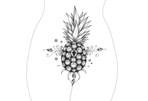 To cover pubic area vagina and anus using a  pineapple with diamonds  and magestic tattoo idea