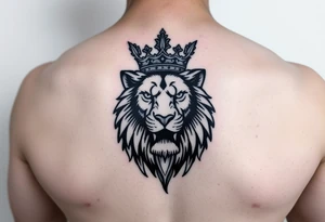 majestic lion wearing crown tattoo idea