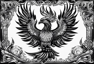 masculine phoenix with the words rise up in spite of the ach tattoo idea