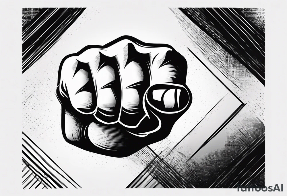 A clenched fist on the back using negative space techniques tattoo idea A clenched fist on the back using negative space techniques tattoo idea
