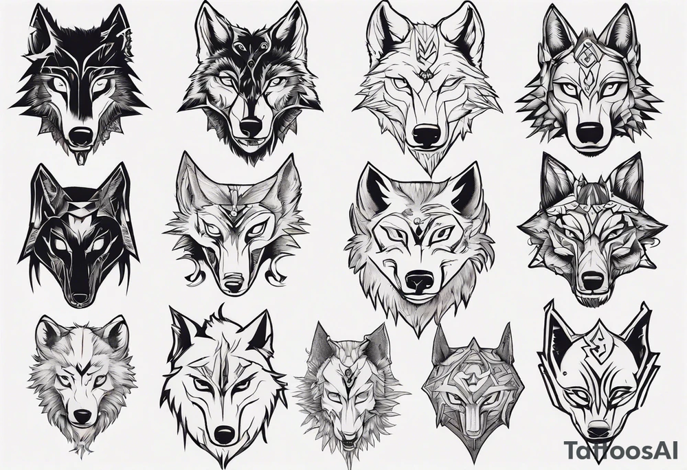 wolf head tattoo idea