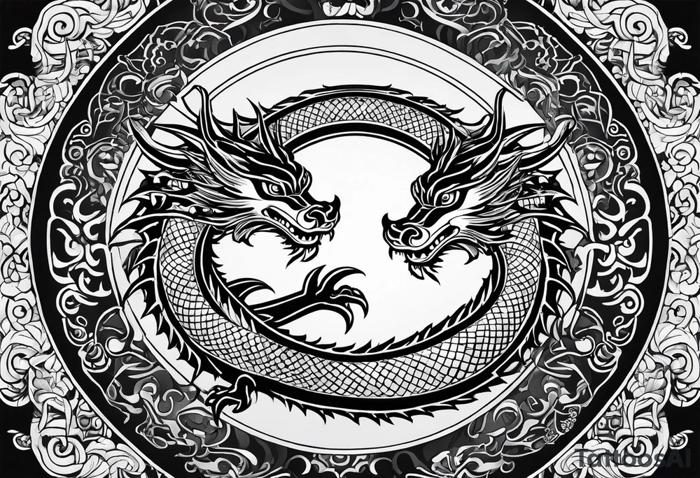 vietnamese patterns, black and white, full back, include a dragon tattoo idea