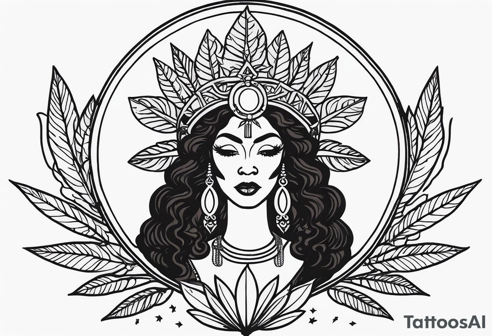 Black Goddess of marijuana tattoo idea