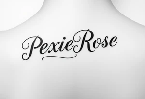 "PixieRose" above a man's eyebrow in a  gangsters Chicano calligraphy style font tattoo idea