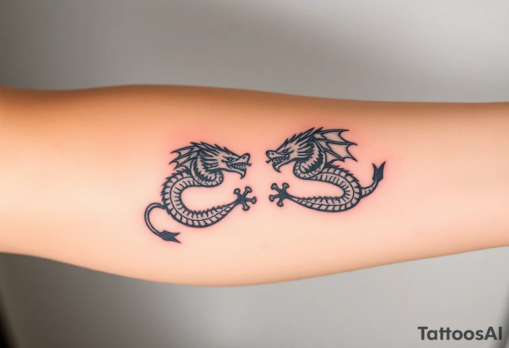 2 dragons symbolizing inner conflict tattoo idea