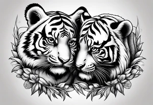 Baby tiger and baby panda hanging out tattoo idea