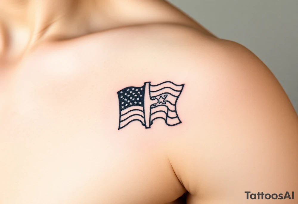 Using thick black lines, create a meaningful patriotic symbol harkening back to the American revolution tattoo idea