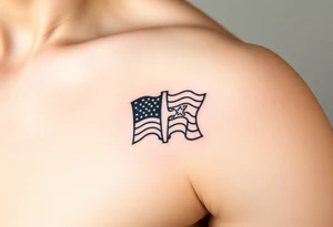 Using thick black lines, create a meaningful patriotic symbol harkening back to the American revolution tattoo idea
