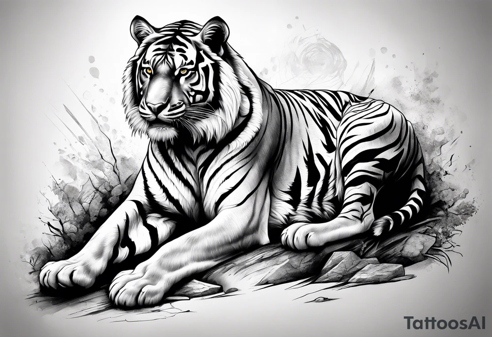 powerful mysterious tiger, full body tattoo idea