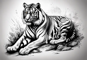powerful mysterious tiger, full body tattoo idea