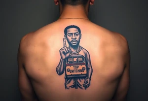 mac dre
s standing in front of him with one hand vertically and one horrizonal in the shape of a T standing of a short bus with a stop sign that says STOP SNITCHING tattoo idea