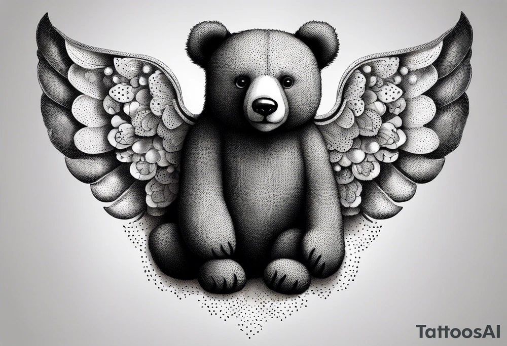 Teddy bear with wings tattoo idea