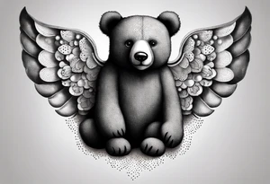 Teddy bear with wings tattoo idea