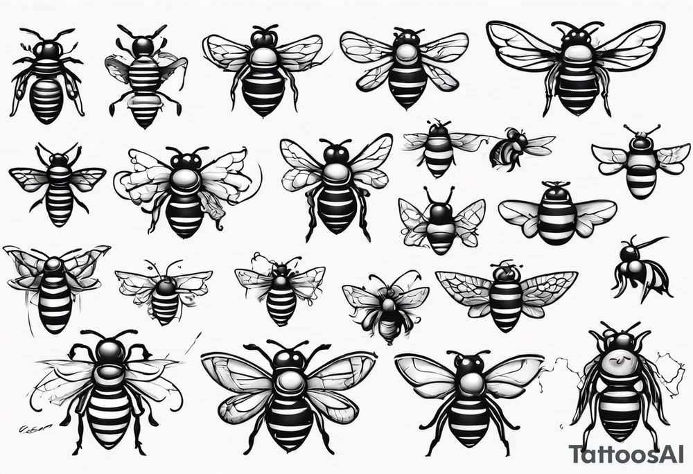 biene in der seiten lage im comic still gezeichnet tattoo idea