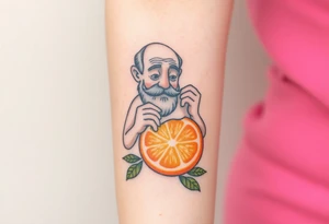 Grandfather peeling an orange tattoo idea