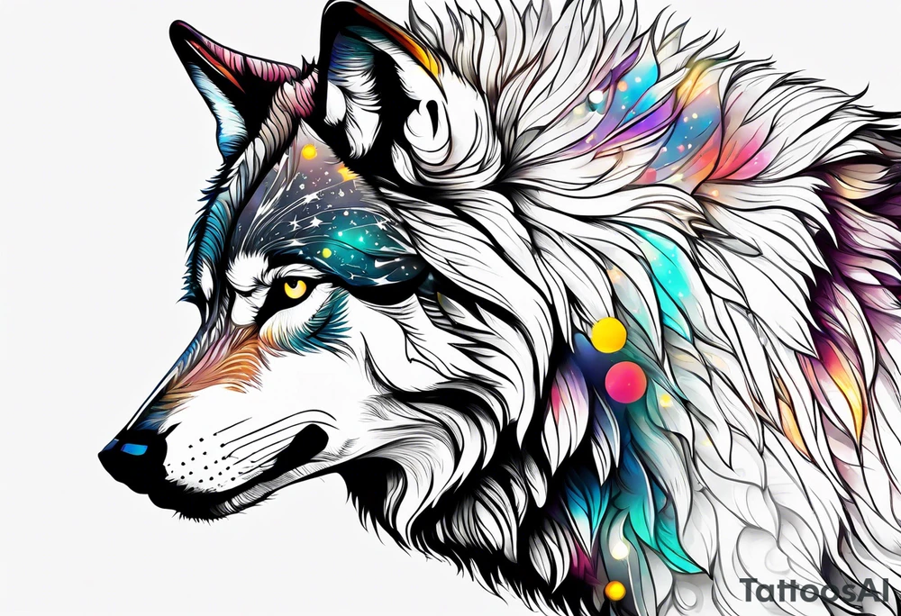 Constellation, animal wolf snow , géométric tattoo idea