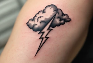 A stormy gray cloud and lightning bolt, representing Perun’s wrath and justice from above. tattoo idea