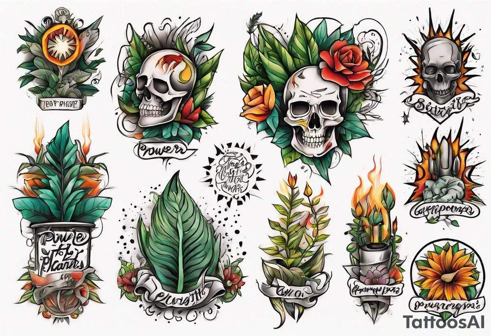 Power with plants tattoo idea