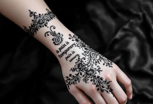 Indian style Henna tattoo for the inner wrist including words pain is temporary. Don’t show the wrist or arm tattoo idea