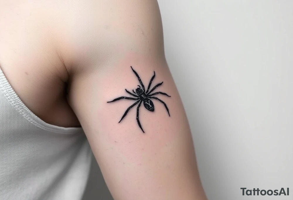 Black widow Spider crawling down sideways with the letter Y on the body of the spider tattoo idea