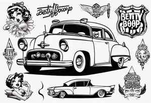 Betty boop driving car tattoo idea