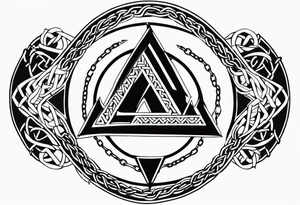 Valhalla  round shield axe
Valknut barbed wire chains tattoo idea