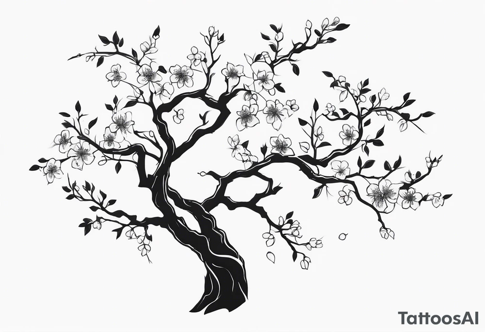 branch kinda like sakura 
 gothic vibes thin long area on forearm tattoo idea
