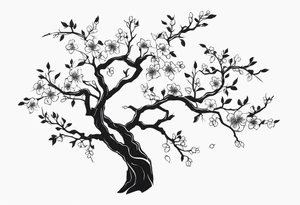 branch kinda like sakura 
 gothic vibes thin long area on forearm tattoo idea