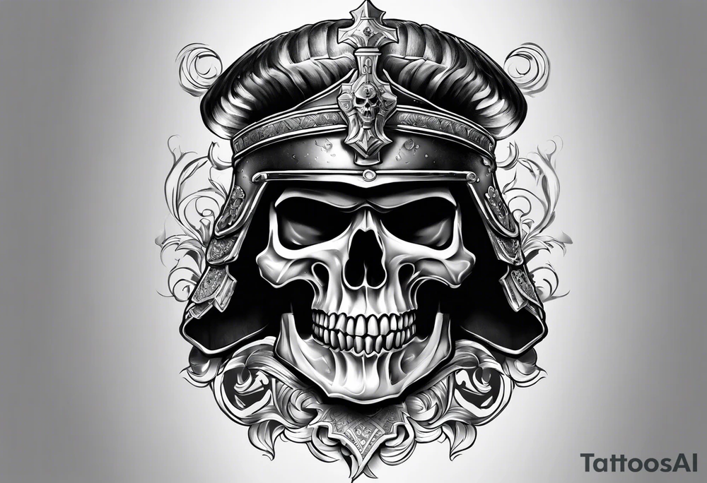 roman soldier skull tattoo idea