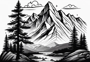 mountain and trees tattoo idea