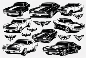 Muscle car funny design tattoo idea
