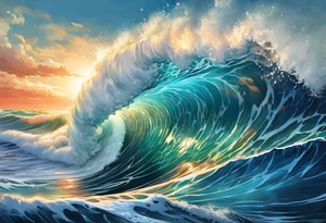 ocean, wave tattoo idea