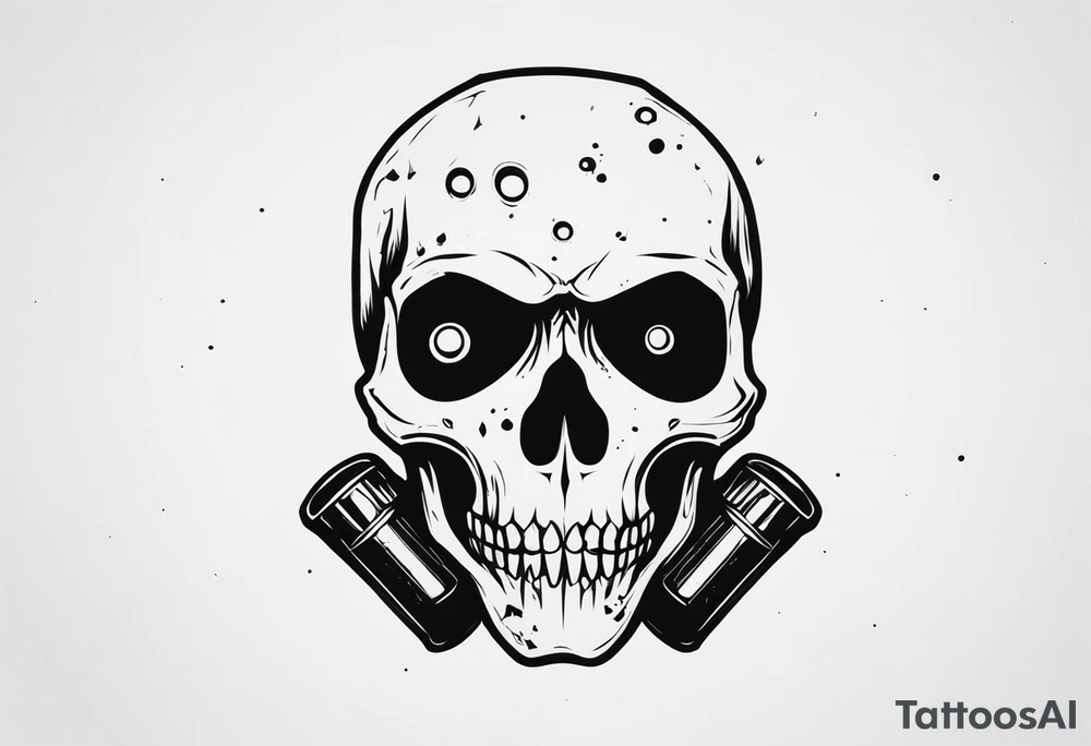 small dark skull with bullet hole eyes tattoo idea