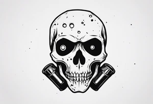 small dark skull with bullet hole eyes tattoo idea