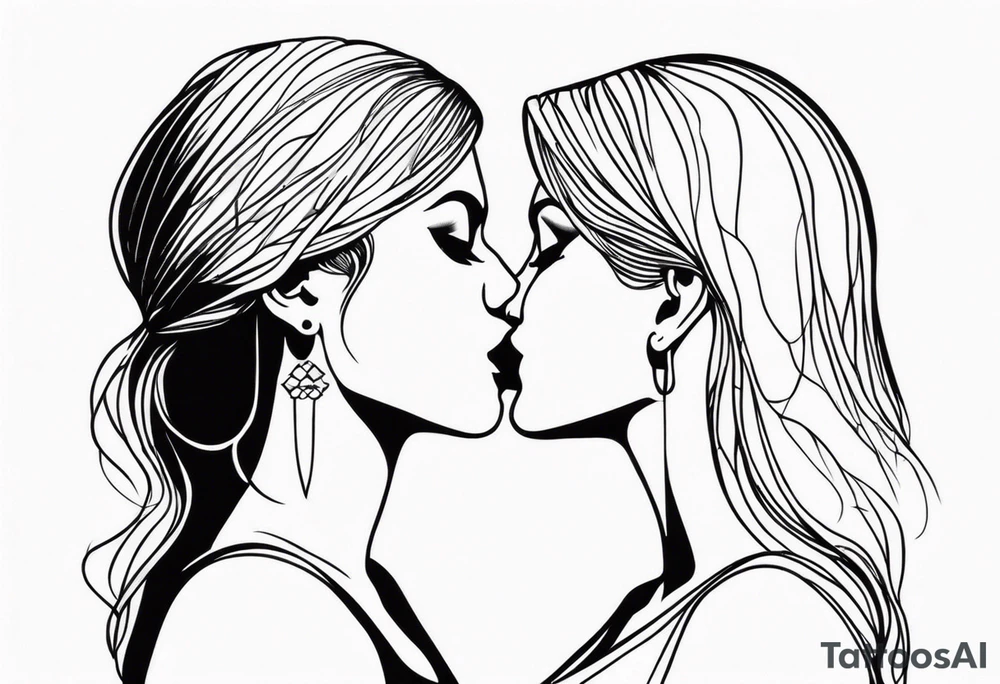 Two person kiss tattoo idea