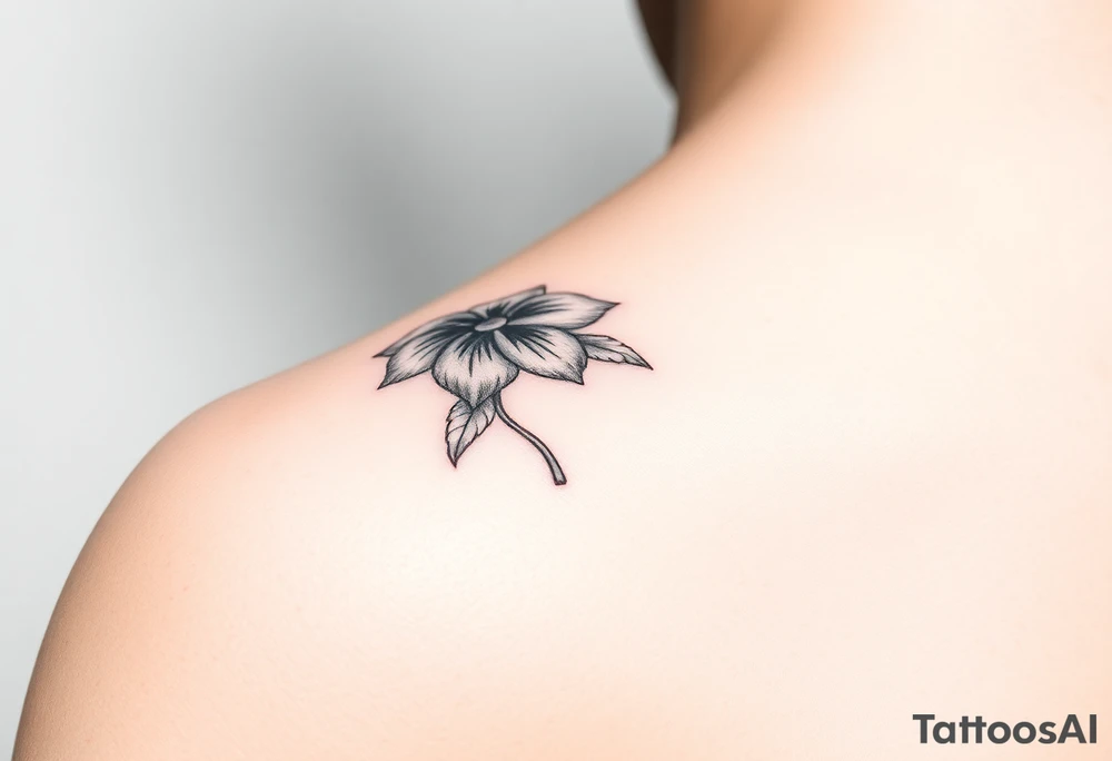 January December July birthday flower  with diamond tattoo idea