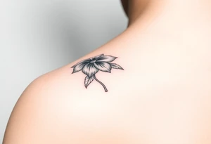 January December July birthday flower  with diamond tattoo idea