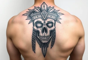 Half skull half face modern lady Aztec warrior sad but strong tired but still going tattoo idea