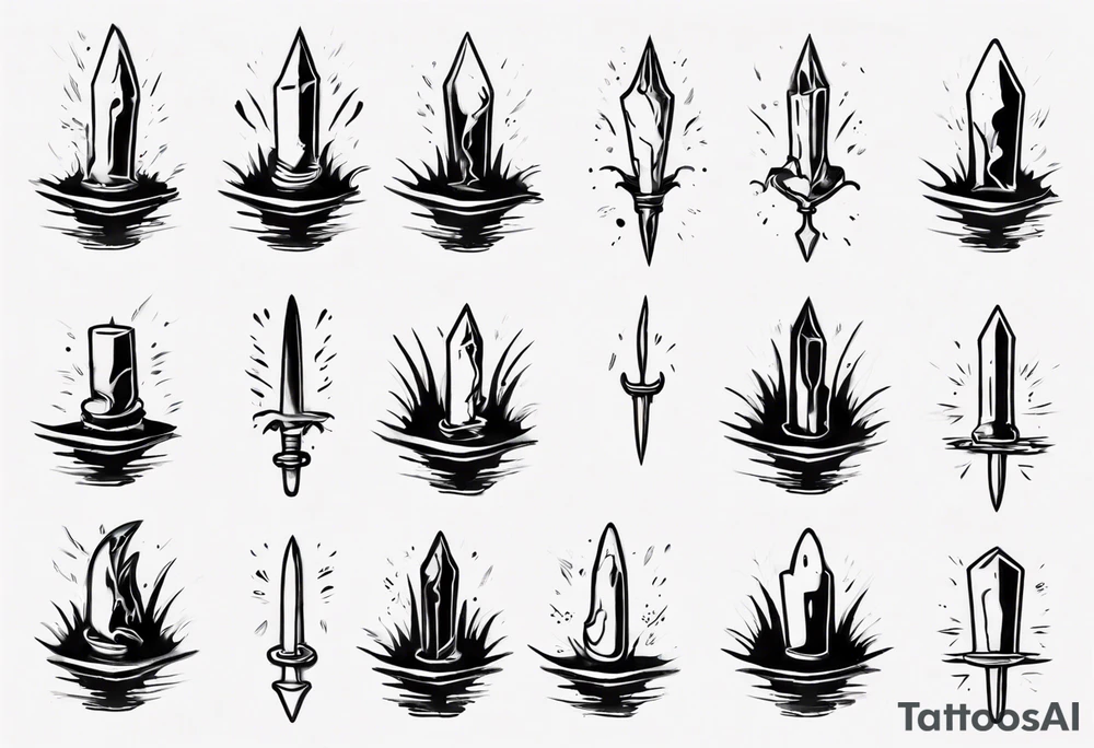 Dagger falling in a puddle tattoo idea